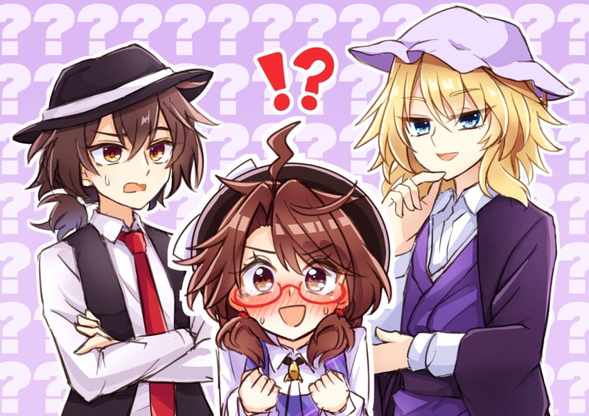 usami renko, maribel hearn, and usami sumireko (touhou) drawn by keyaki_chimaki