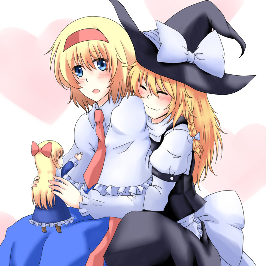 kirisame marisa, alice margatroid, and shanghai doll (touhou) drawn by bounami