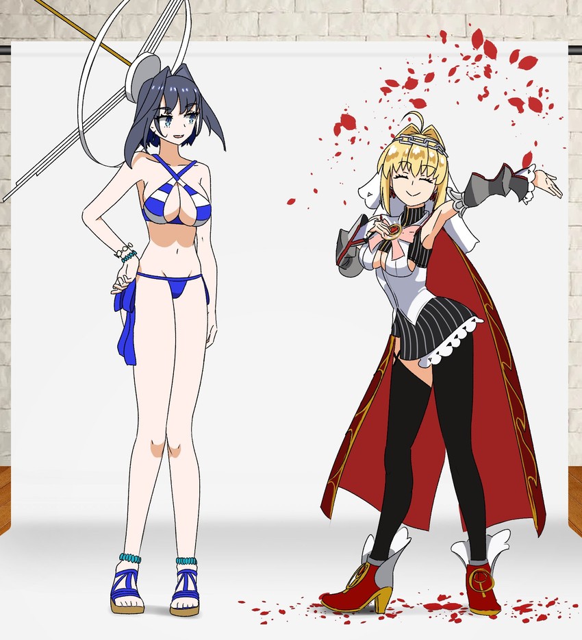 nero claudius and ouro kronii (fate and 3 more) drawn by type_x