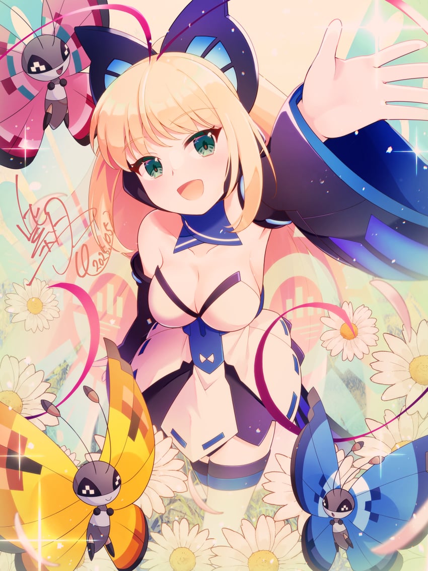 vivillon and lumen (pokemon and 2 more) drawn by shizuki_airu