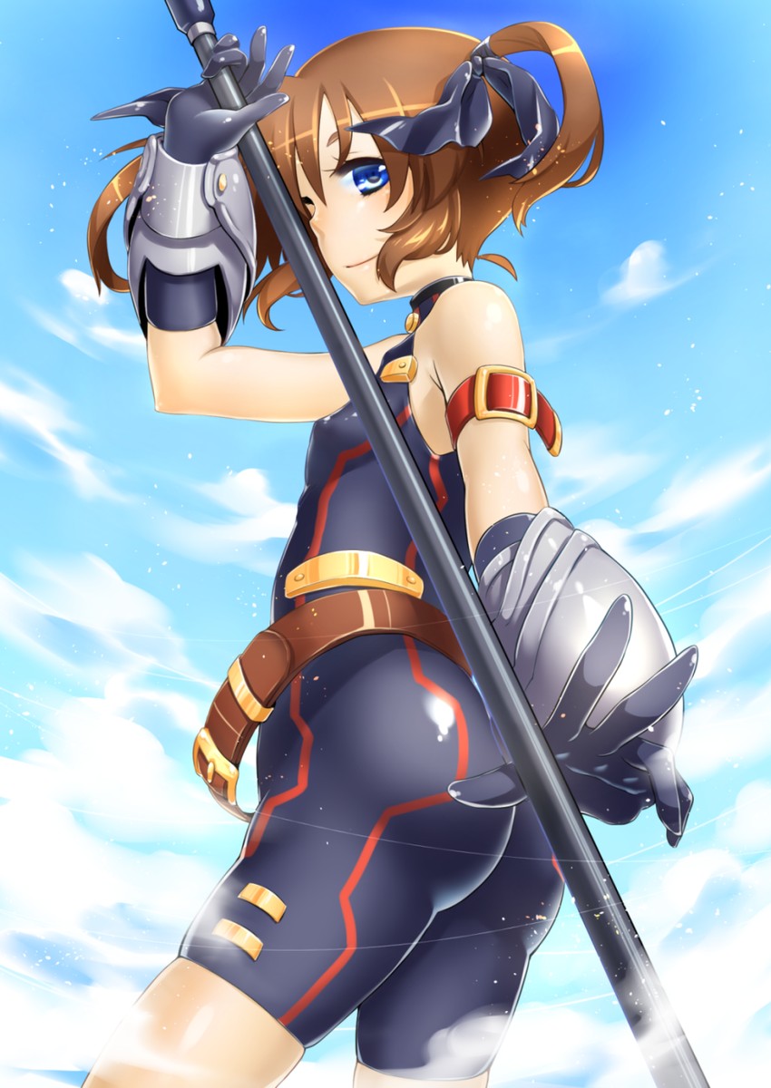 fate testarossa, takamachi nanoha, and bardiche (lyrical nanoha and 3 more) drawn by shirane_koitsu