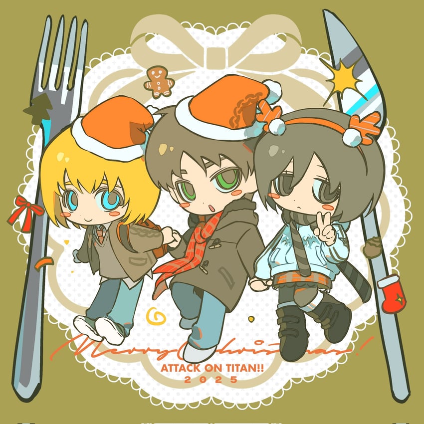 mikasa ackerman, eren yeager, and armin arlert (shingeki no kyojin) drawn by kiyoshi_st