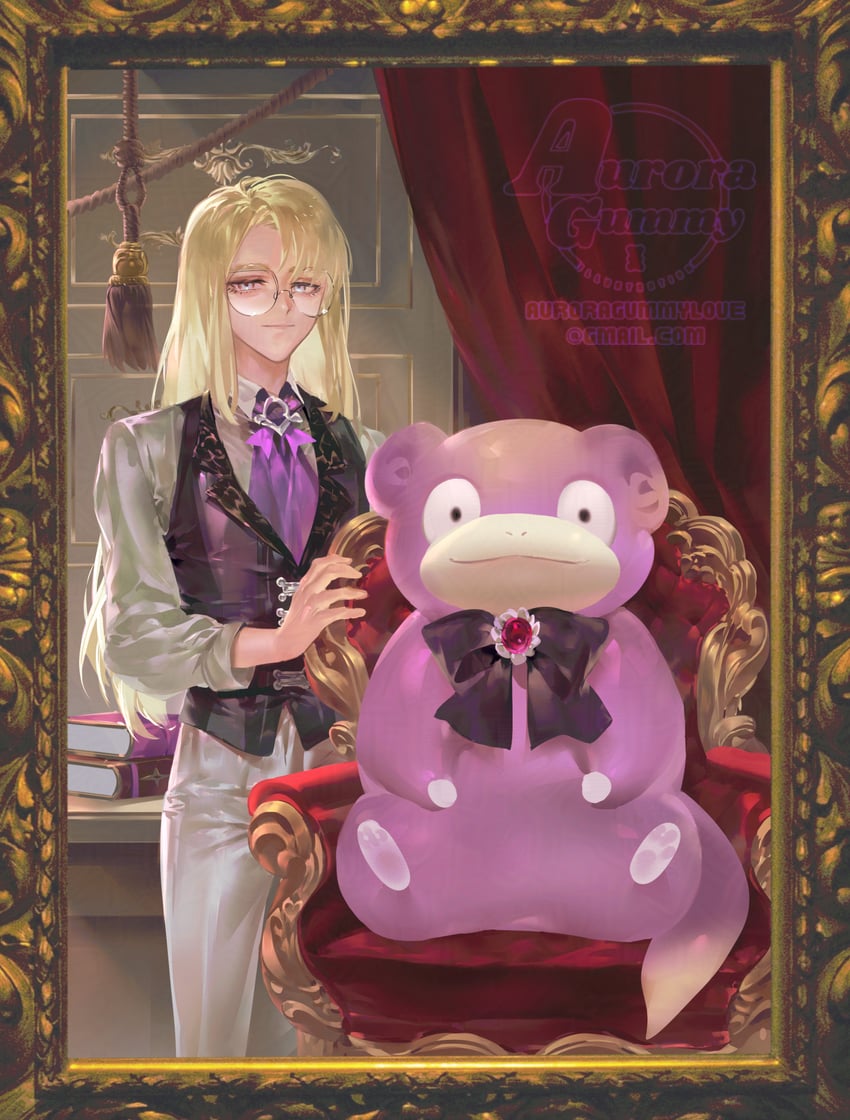 slowpoke and avery (pokemon and 1 more) drawn by auroragummy