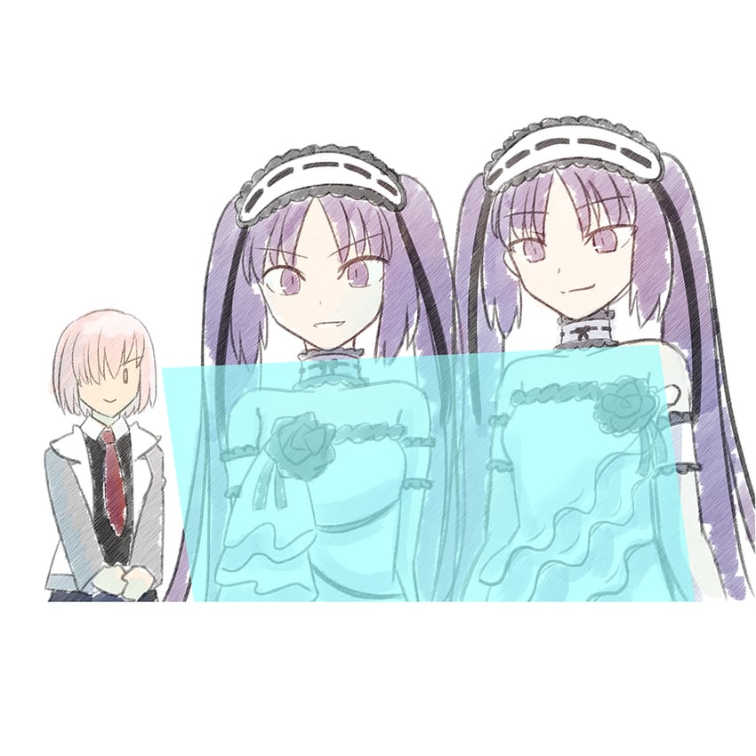mash kyrielight, euryale, and stheno (fate and 1 more) drawn by shoori_(migiha)
