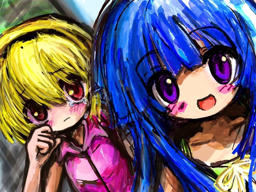 furude rika and houjou satoko (higurashi no naku koro ni) drawn by hoiimhoi