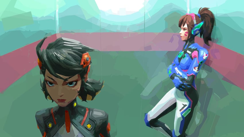 d.va and peni parker (neon genesis evangelion and 5 more) drawn by 2gbram