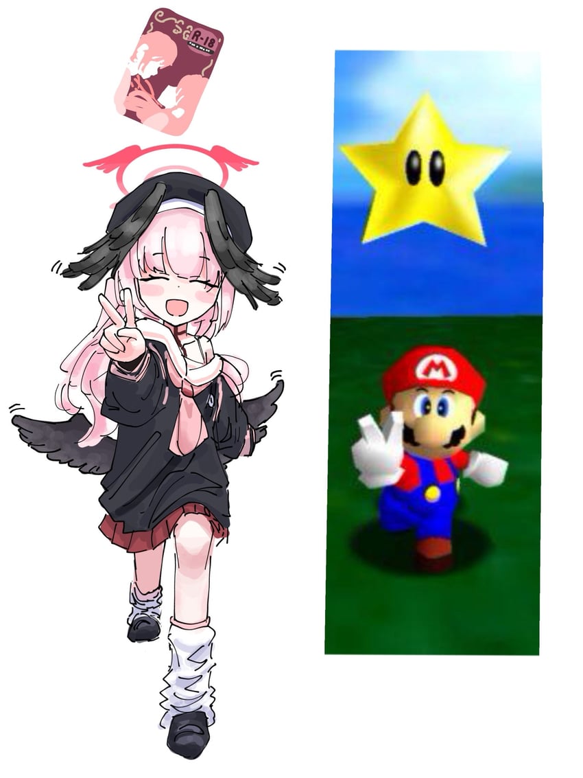 koharu and mario (blue archive and 2 more) drawn by wu-234