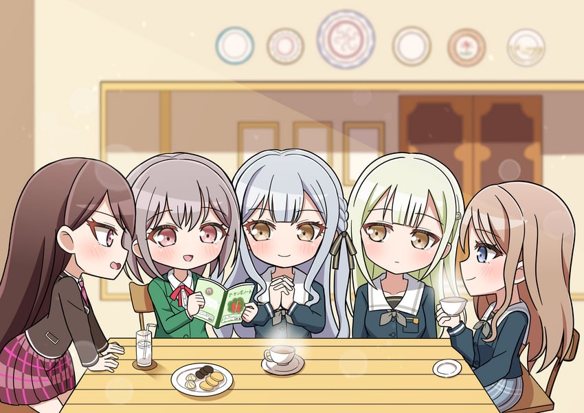 togawa sakiko, nagasaki soyo, shiina taki, wakaba mutsumi, and takamatsu tomori (bang dream! and 1 more) drawn by kana_(user_wyka3887)
