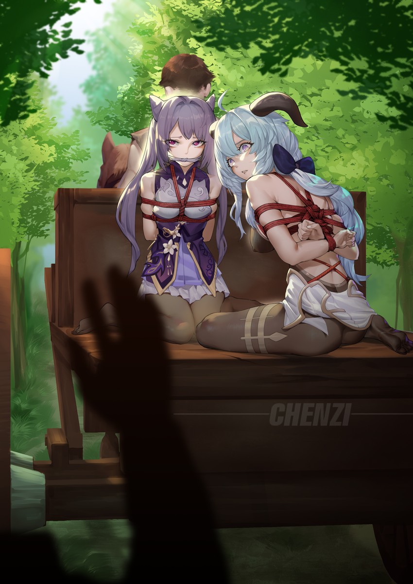 ganyu and keqing (genshin impact) drawn by chen_zi