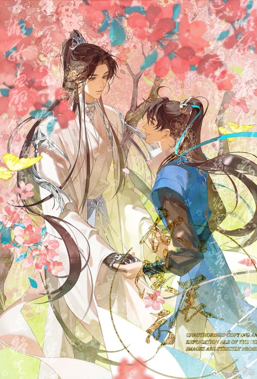 chu wanning and mo ran (erha he ta de bai mao shizun) drawn by yao_san_ge_ling