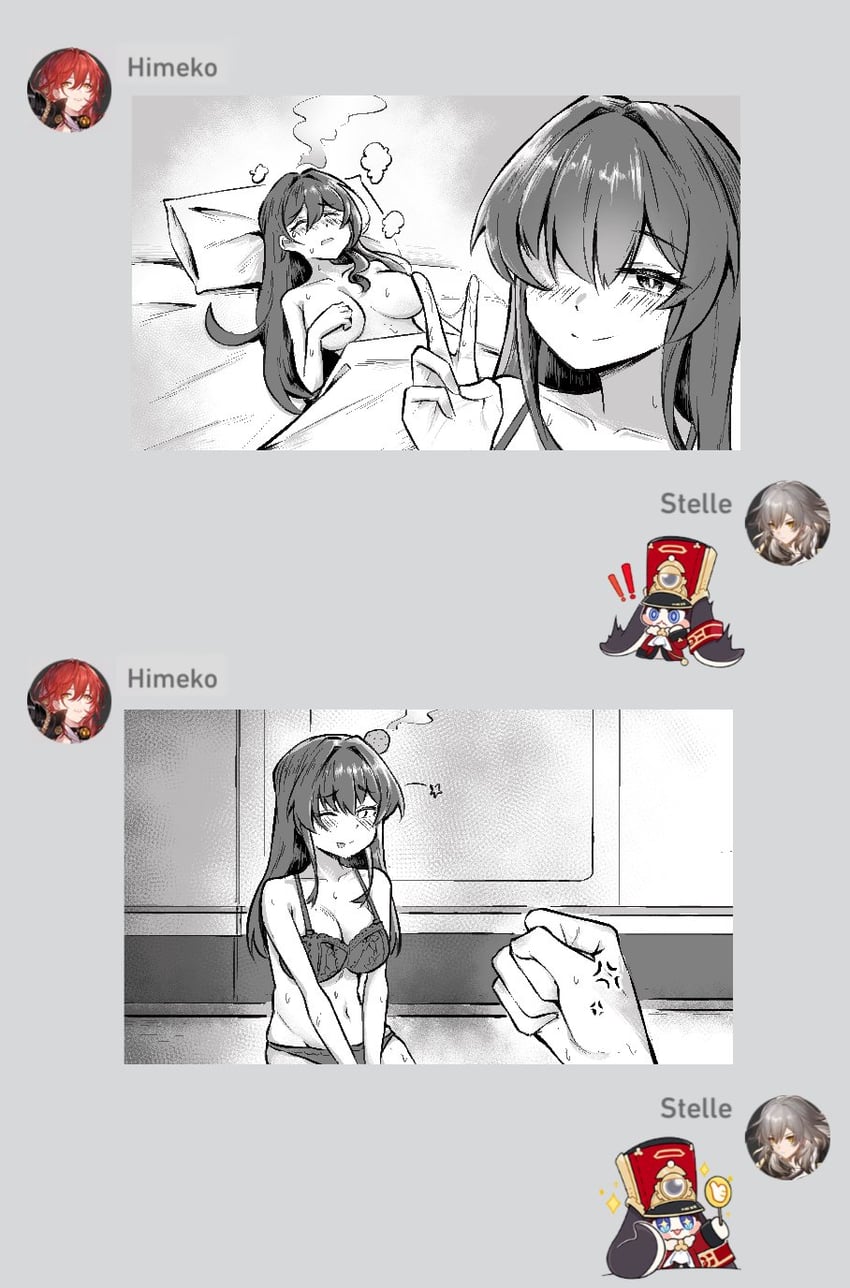 trailblazer, stelle, kafka, himeko, and pom-pom (honkai and 1 more) drawn by shuiro0z