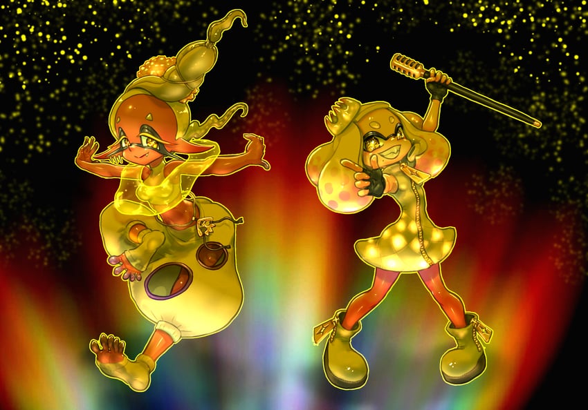 frye and pearl (splatoon and 2 more) drawn by koharu2.5