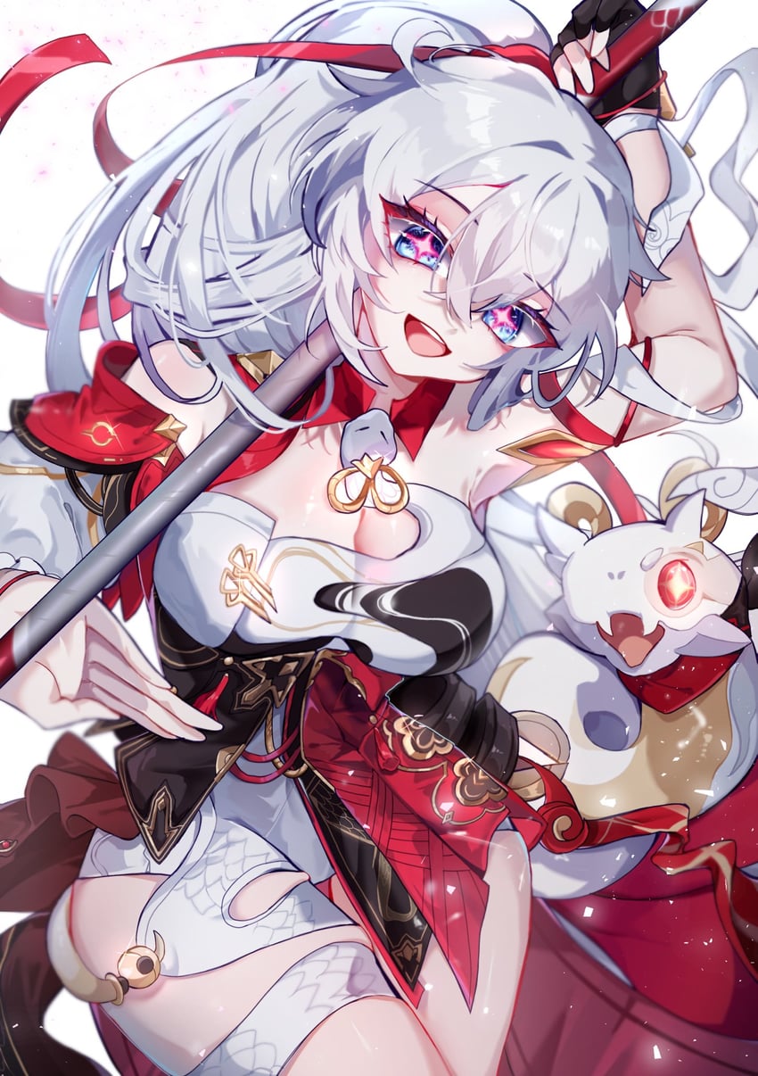 kiana kaslana and rice cake (honkai and 1 more) drawn by dduehddueh