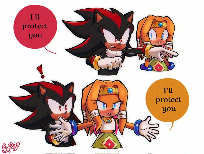 shadow the hedgehog and tikal the echidna (sonic and 2 more) drawn by spidercheetos