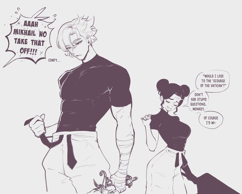 gojou satoru, mikhail, and mariah (original and 2 more) drawn by nyantcha