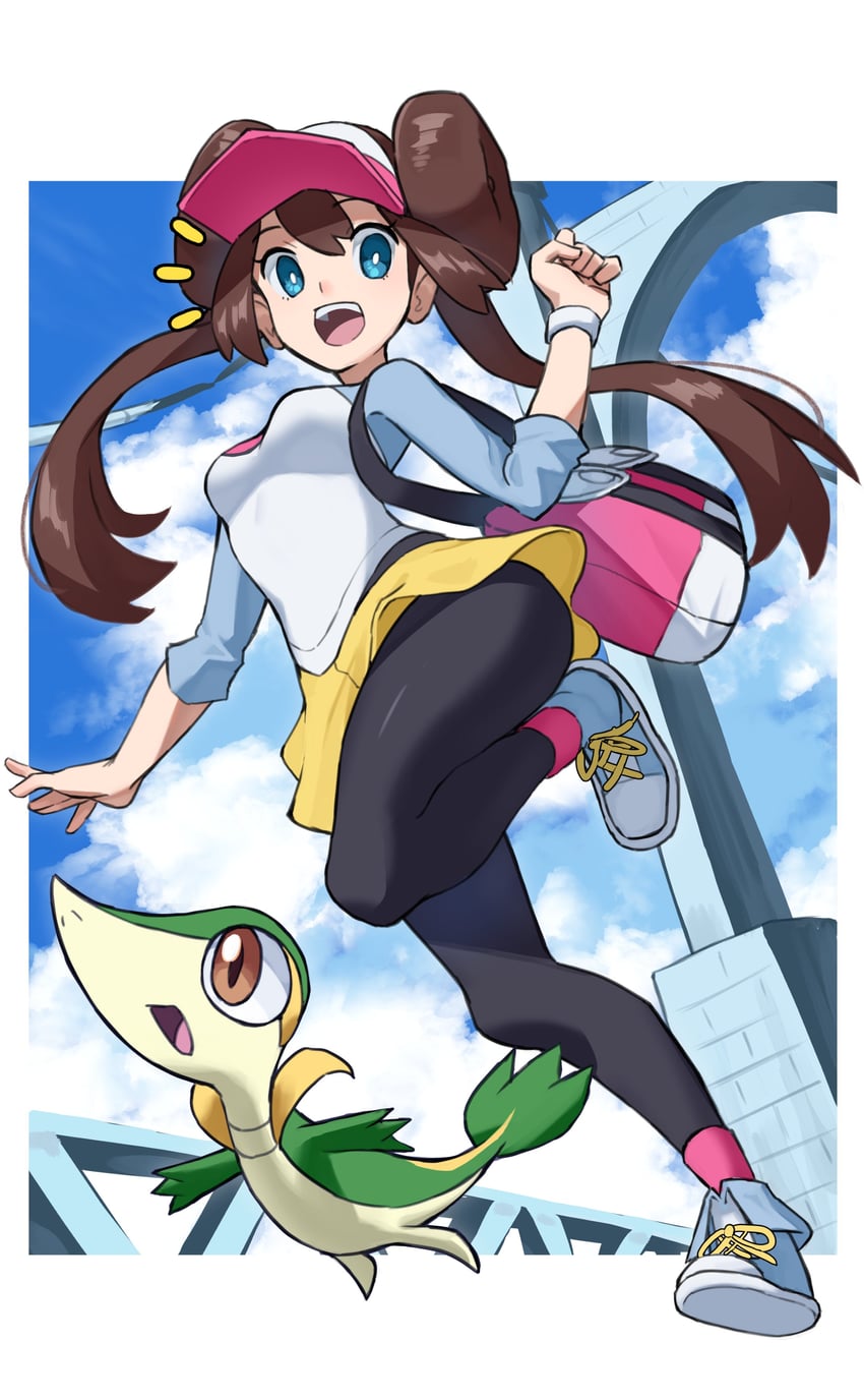 rosa and snivy (pokemon and 1 more) drawn by grimmelsdathird
