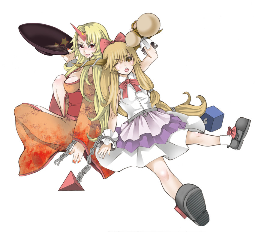 ibuki suika and hoshiguma yuugi (touhou) drawn by tenjiku_nezumi