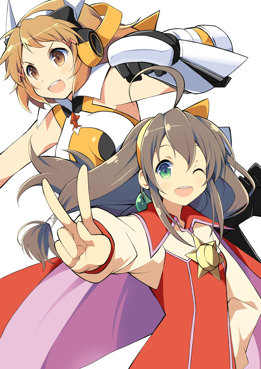 tachibana hibiki and lilka eleniak (senki zesshou symphogear and 2 more) drawn by wara_(warapro)