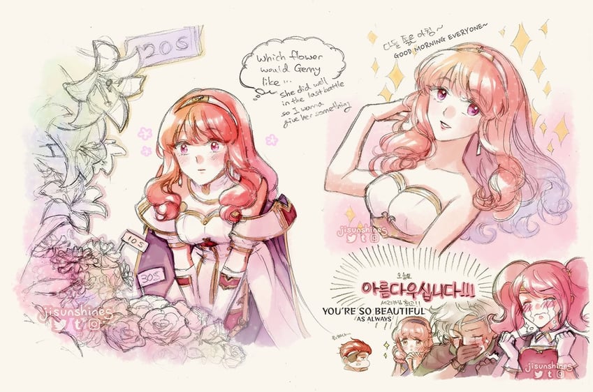 celica, mae, genny, boey, and saber (fire emblem and 1 more) drawn by liefe