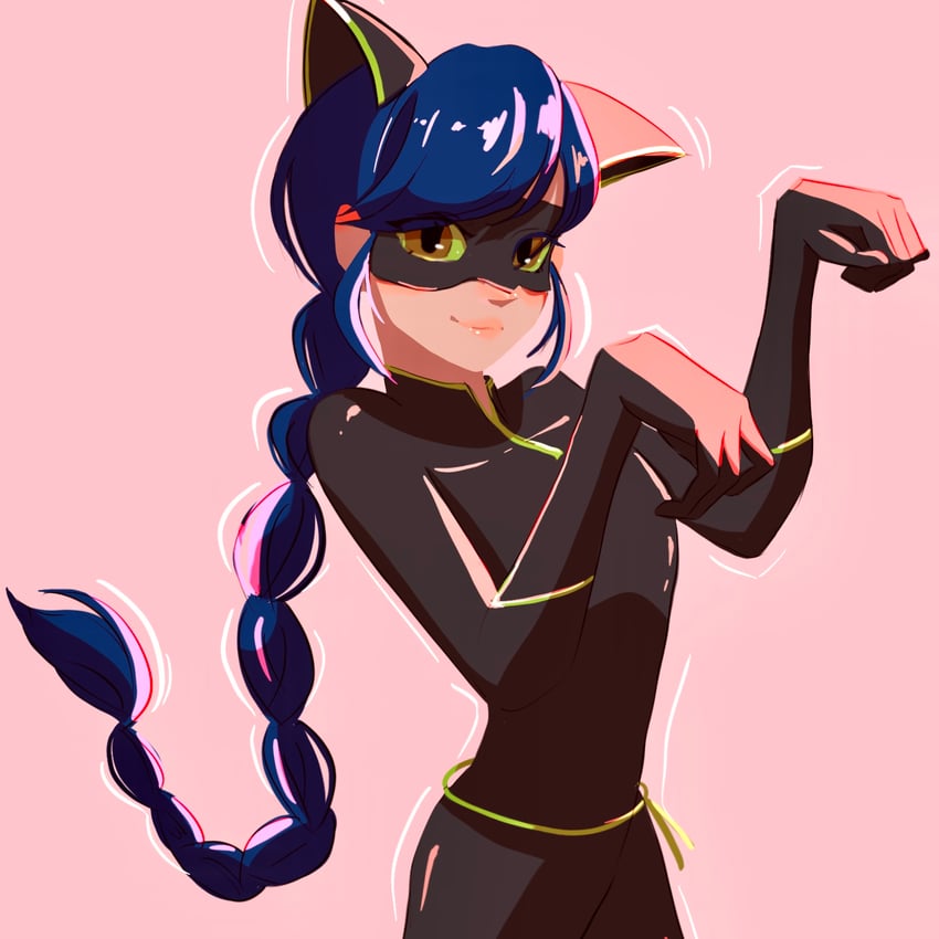 marinette dupain-cheng and lady noir (miraculous ladybug) drawn by makumakuma03