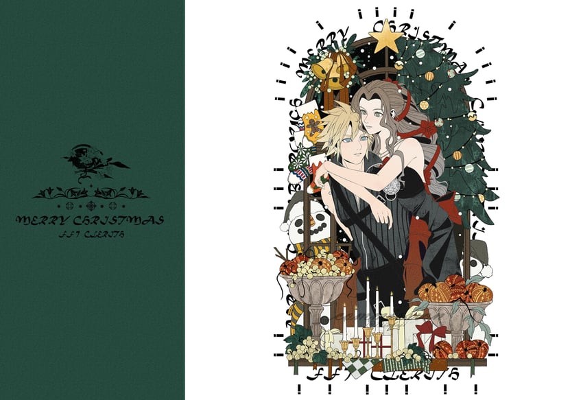 cloud strife, aerith gainsborough, and fenrir (final fantasy and 3 more) drawn by 8er8er1s