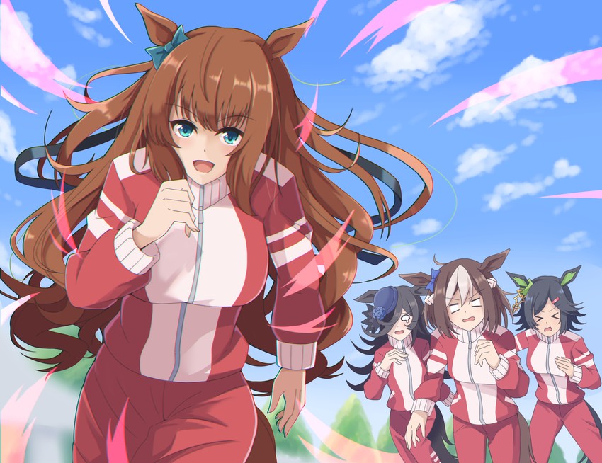 rice shower, special week, winning ticket, and maruzensky (umamusume) drawn by zyuuyon