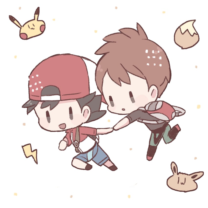 pikachu, eevee, chase, and trace (pokemon and 1 more) drawn by hachi_(hachi_sin)