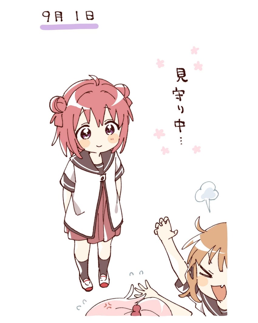 toshinou kyouko, akaza akari, and yoshikawa chinatsu (yuruyuri) drawn by namori