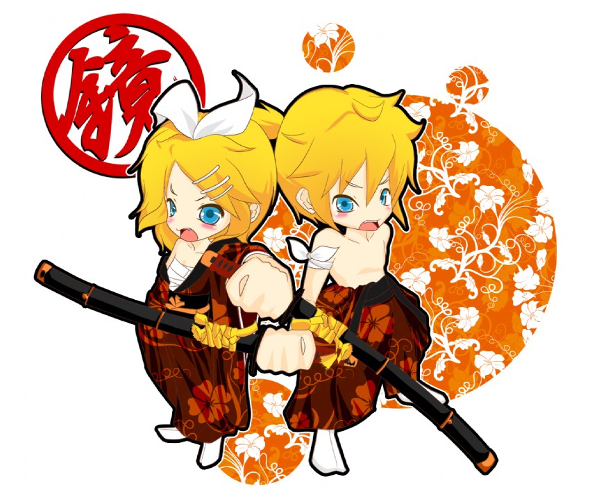 kagamine rin and kagamine len (vocaloid and 1 more) drawn by akira_b