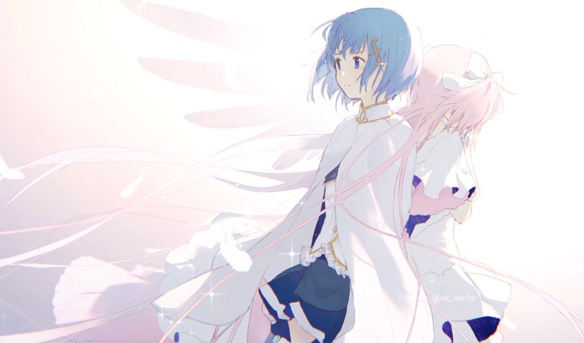 kaname madoka, miki sayaka, and ultimate madoka (mahou shoujo madoka magica) drawn by un_nm5sy