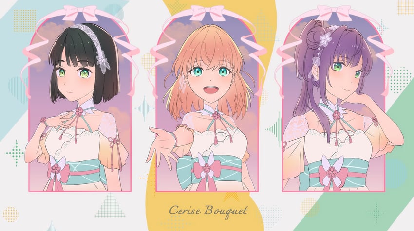 hinoshita kaho, otomune kozue, and momose ginko (love live! and 1 more) drawn by sen_yousoro