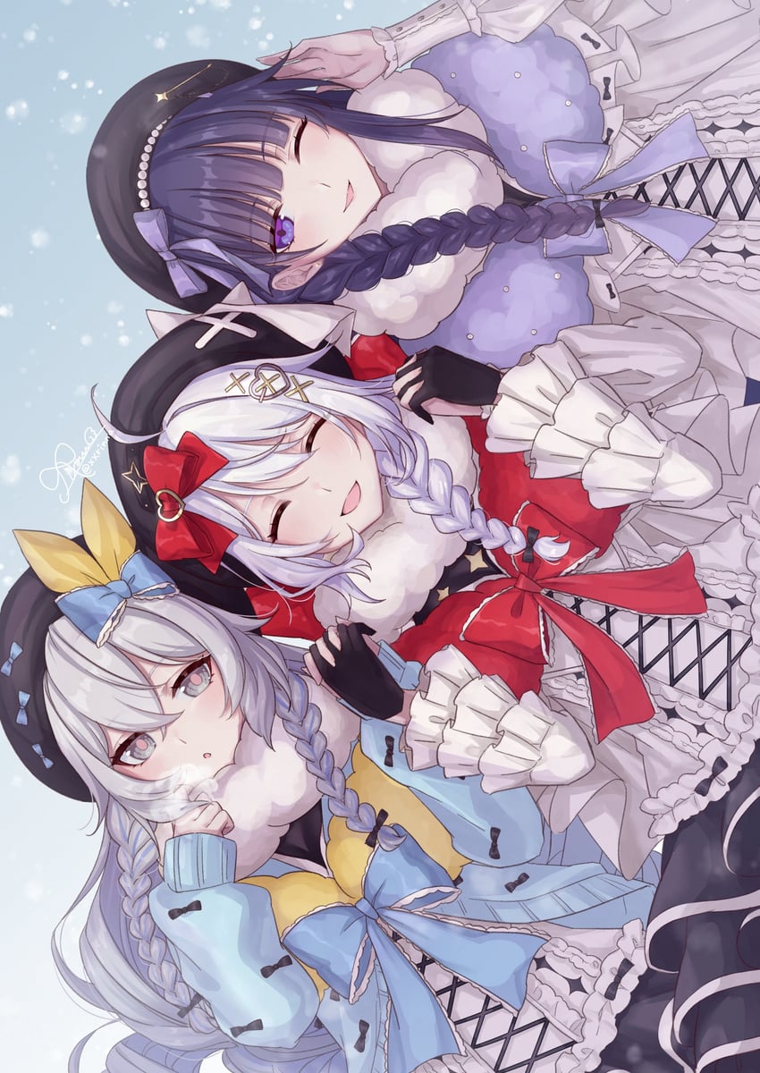 kiana kaslana, raiden mei, and bronya zaychik (honkai and 1 more) drawn by rinna_(xxrinna)
