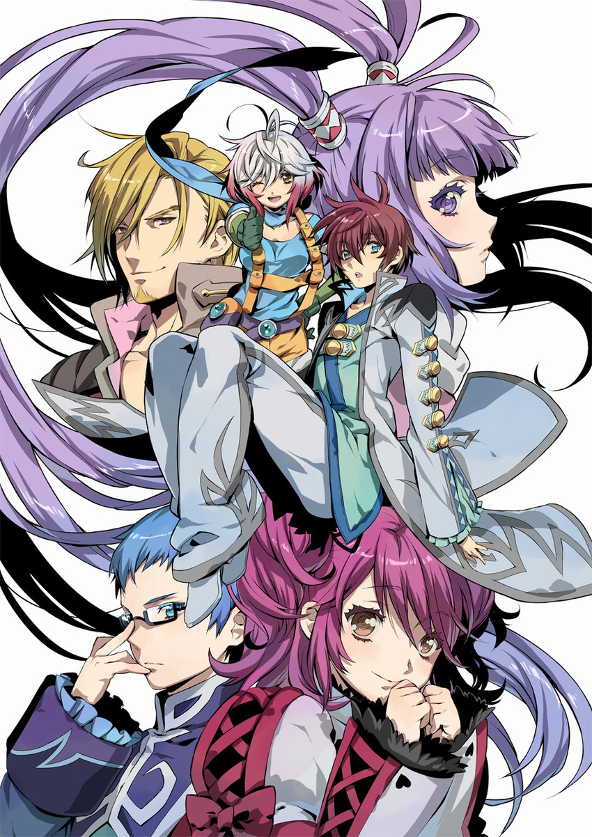 sophie, asbel lhant, cheria barnes, pascal, hubert ozwell, and 1 more (tales of and 1 more) drawn by yukiya