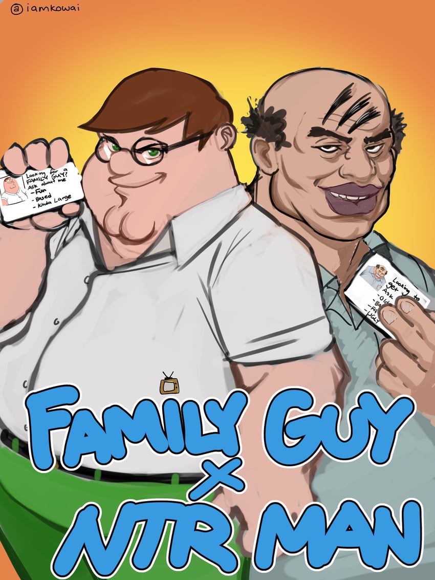 peter griffin and takabe torao (family guy and 1 more) drawn by kowai_(iamkowai)