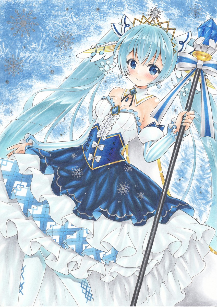 hatsune miku and yuki miku (vocaloid) drawn by tsugumi_(tky-fam)
