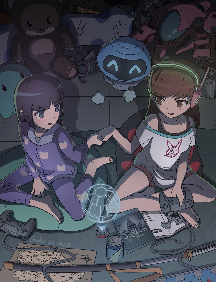 d.va, gokou ruri, and snowball (overwatch and 6 more) drawn by gokou_(pixiv31467555)