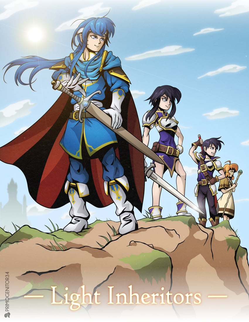 seliph, larcei, lana, and scathach (fire emblem and 1 more) drawn by primogenitor34