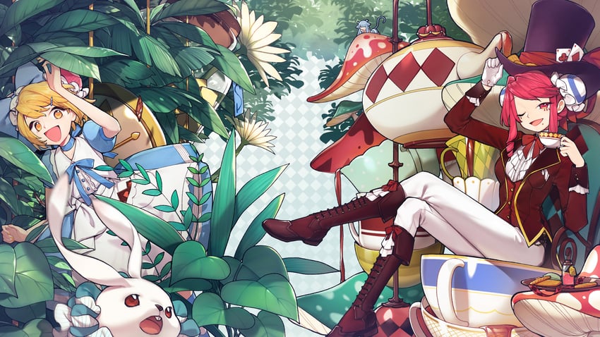 alice, white rabbit, mad hatter, acfun girl, and td girl (alice's adventures in wonderland and 1 more) drawn by ciciya