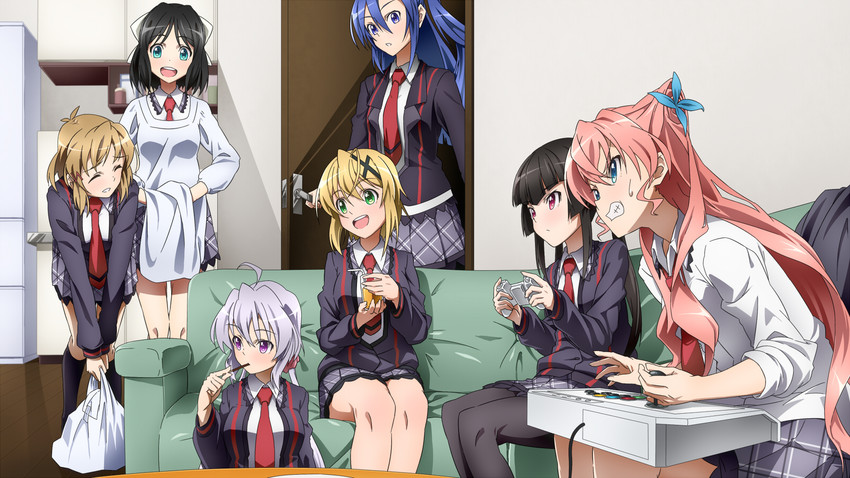 yukine chris, tachibana hibiki, akatsuki kirika, tsukuyomi shirabe, kazanari tsubasa, and 2 more (senki zesshou symphogear) drawn by boko_(maniacpurple)