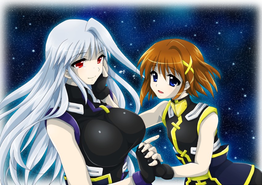 yagami hayate and reinforce (lyrical nanoha and 3 more) drawn by sattan