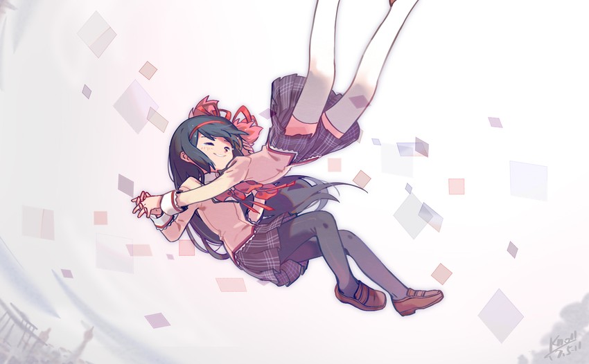 akemi homura and kaname madoka (mahou shoujo madoka magica) drawn by knoll_the_plaid