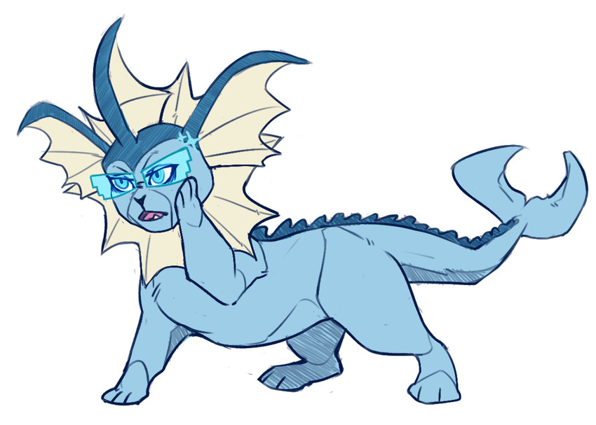 vaporeon and inumuta houka (pokemon and 1 more) drawn by azzly
