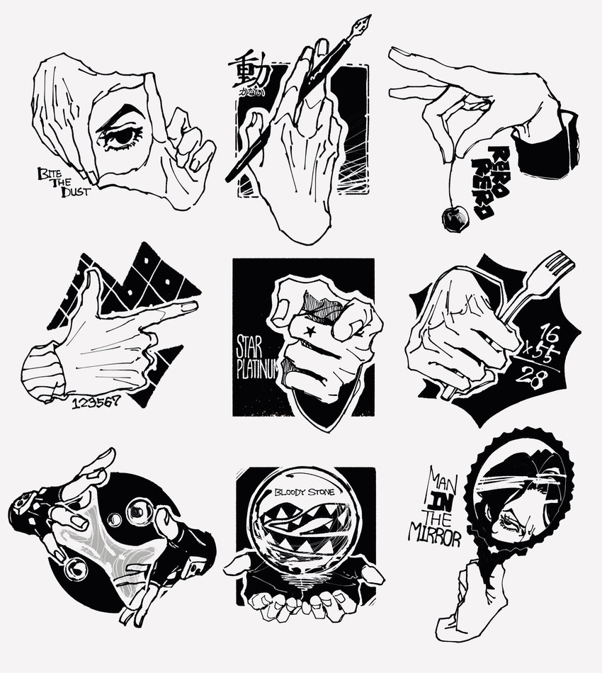 joseph joestar, kujo jotaro, caesar anthonio zeppeli, kakyoin noriaki, kishibe rohan, and 4 more (jojo no kimyou na bouken and 4 more) drawn by kasyuna1225