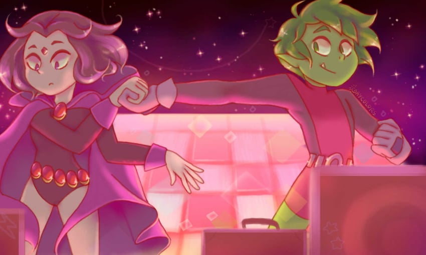 raven and beast boy (dc comics and 1 more) drawn by daycolors