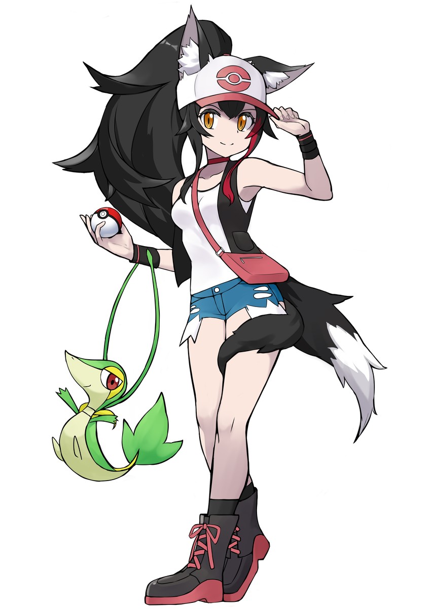 hilda, ookami mio, and snivy (pokemon and 2 more) drawn by yamabuki7979
