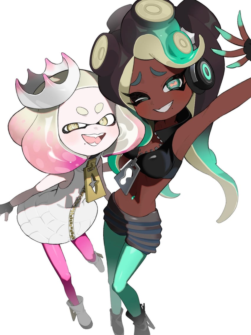 marina and pearl (splatoon and 1 more) drawn by lat_latte71