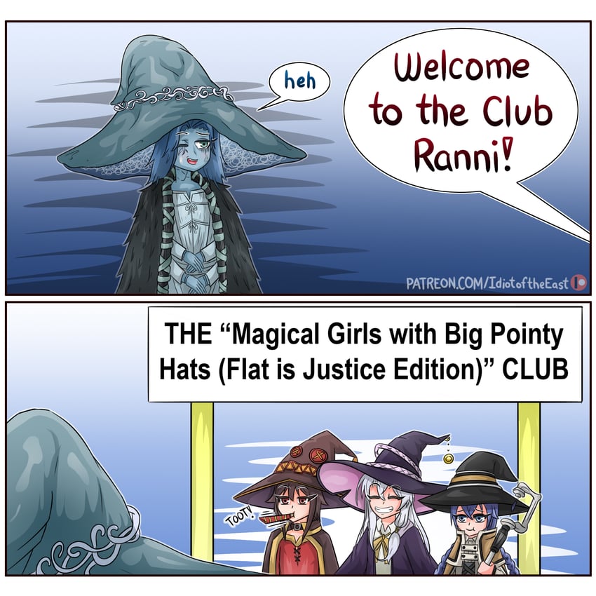 megumin, ranni the witch, roxy migurdia, and elaina (kono subarashii sekai ni shukufuku wo! and 3 more) drawn by idiot_of_the_east