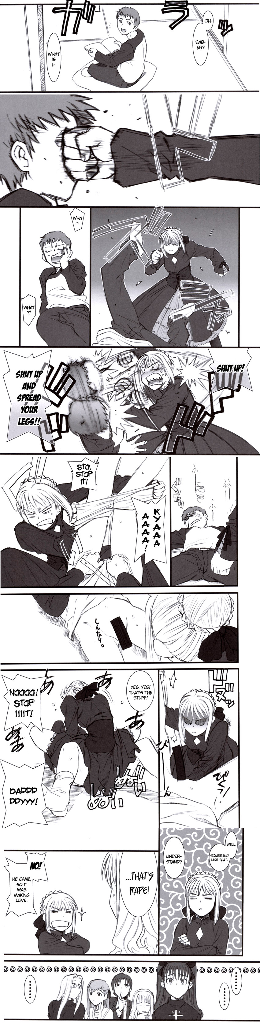 artoria pendragon, tohsaka rin, emiya shirou, saber alter, matou sakura, and 3 more (fate and 1 more) drawn by hiroe_rei