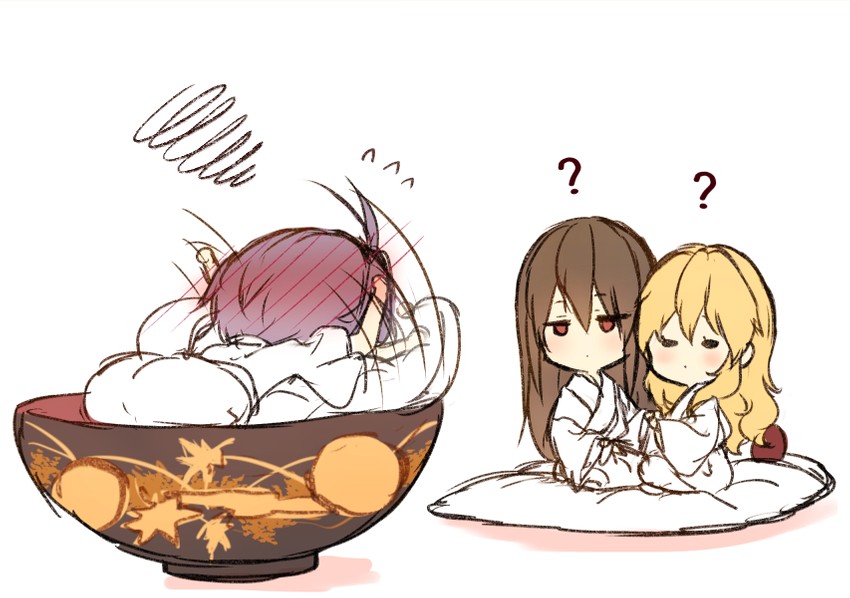 hakurei reimu, kirisame marisa, and sukuna shinmyoumaru (touhou) drawn by piyokichi