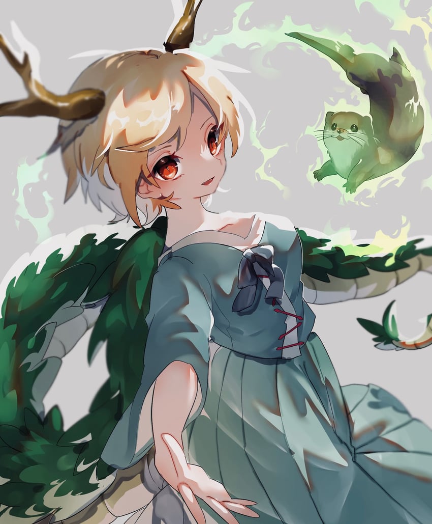 kicchou yachie and otter spirit (touhou) drawn by ayahi_4